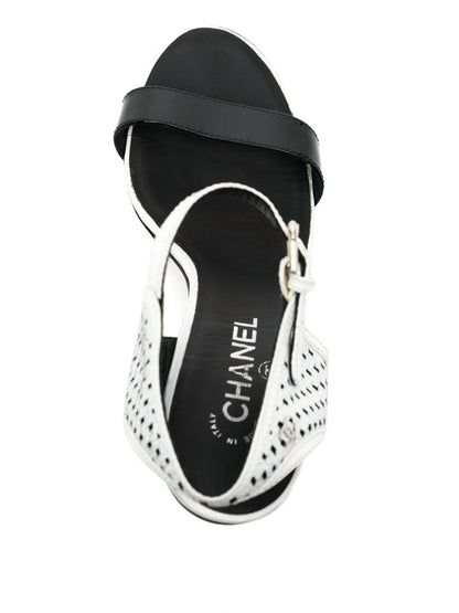 Perforated Crackled Patent Sandals