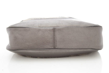 Burberry Silver Fairby Hobo Shimmer Nova Check Canvas Leather Trim Hobo