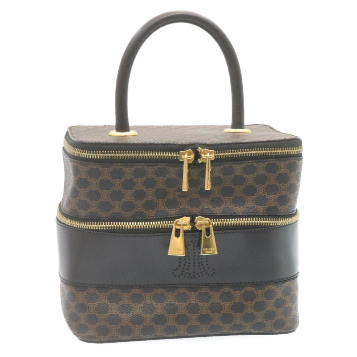 Celine Macadam Canvas Vanity Cosmetic Pouch Black  28799A