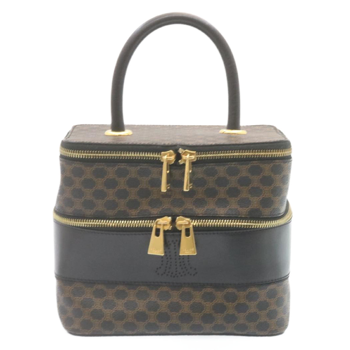 Celine Macadam Canvas Vanity Cosmetic Pouch Black  28799A