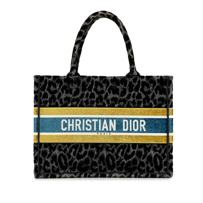 Mizza Medium Embroidered Canvas Leopard Book Tote
