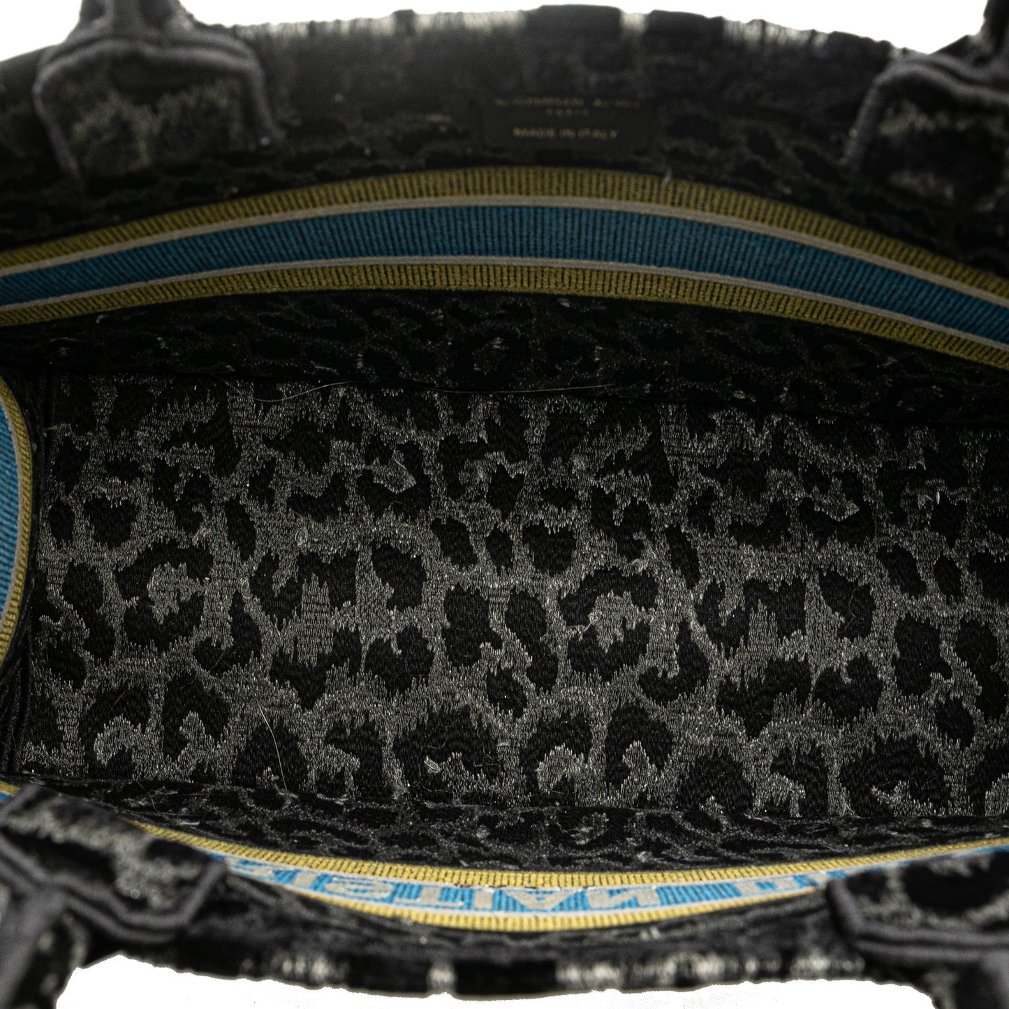 Mizza Medium Embroidered Canvas Leopard Book Tote