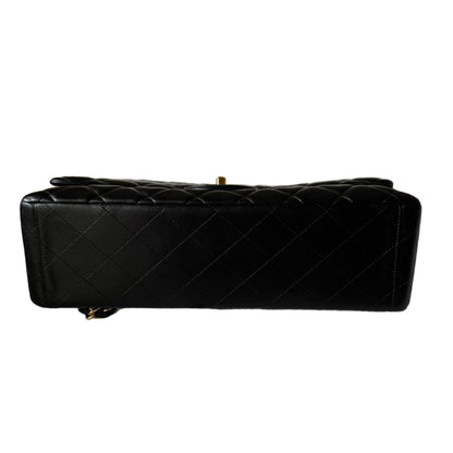 Chanel Classic Flap Maxi Black Lambskin Leather Double Flap with Gold-tone Hardware