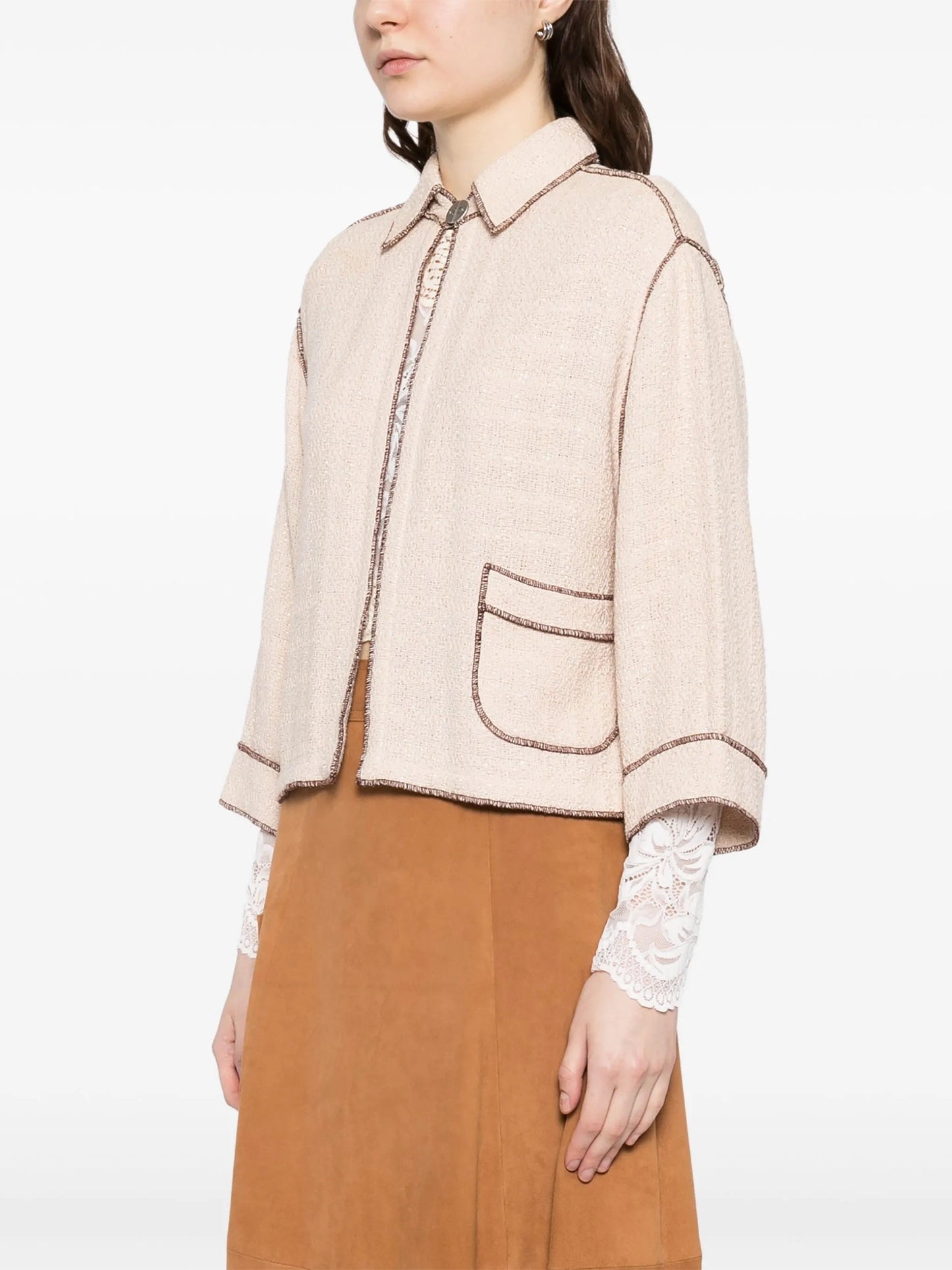 Cream Cotton Tweed Jacket