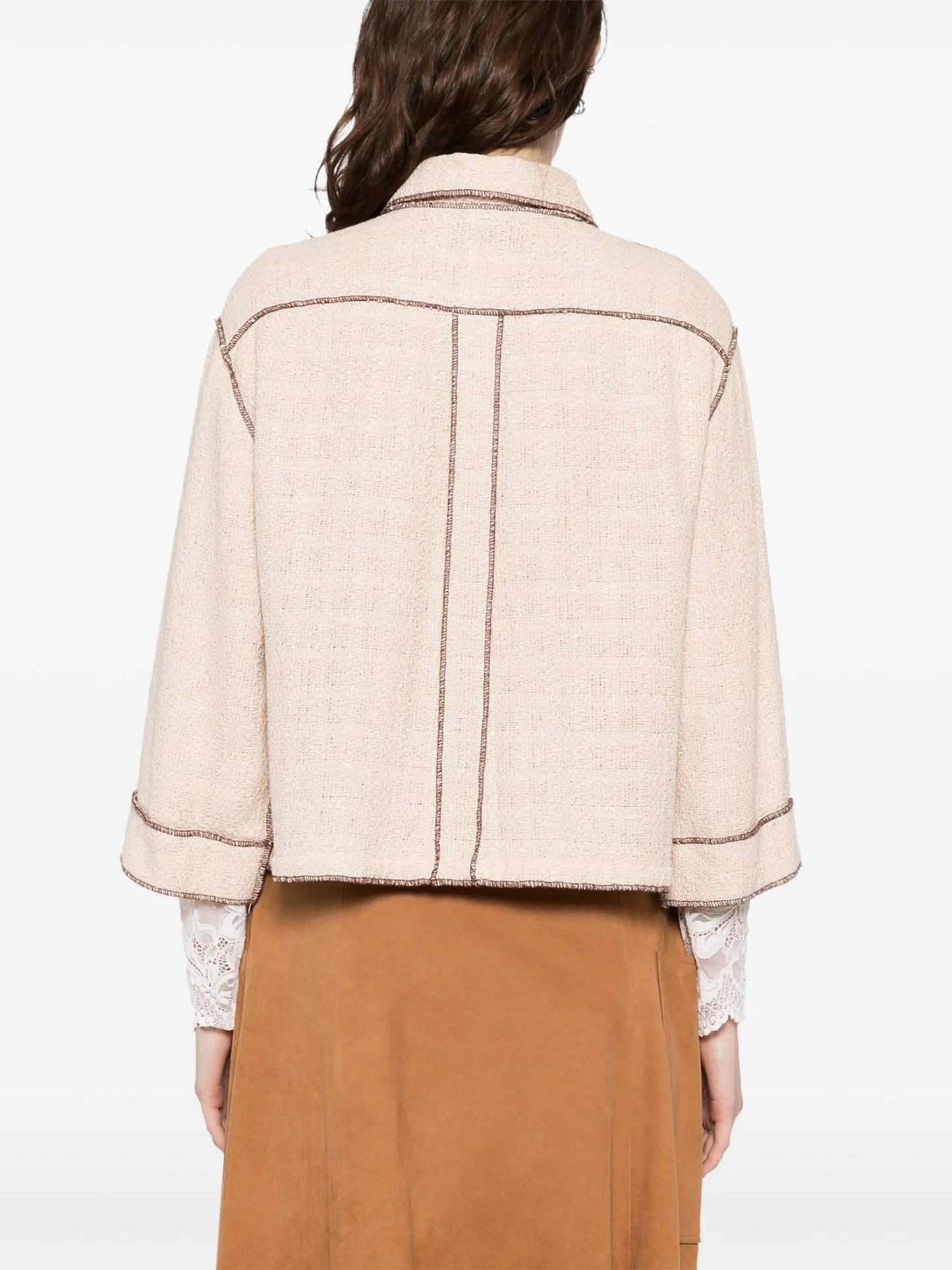 Cream Cotton Tweed Jacket