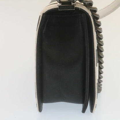 CHANEL Matelasse Boy  Chain Shoulder Bag Lamb Skin Black CC Auth 29190A