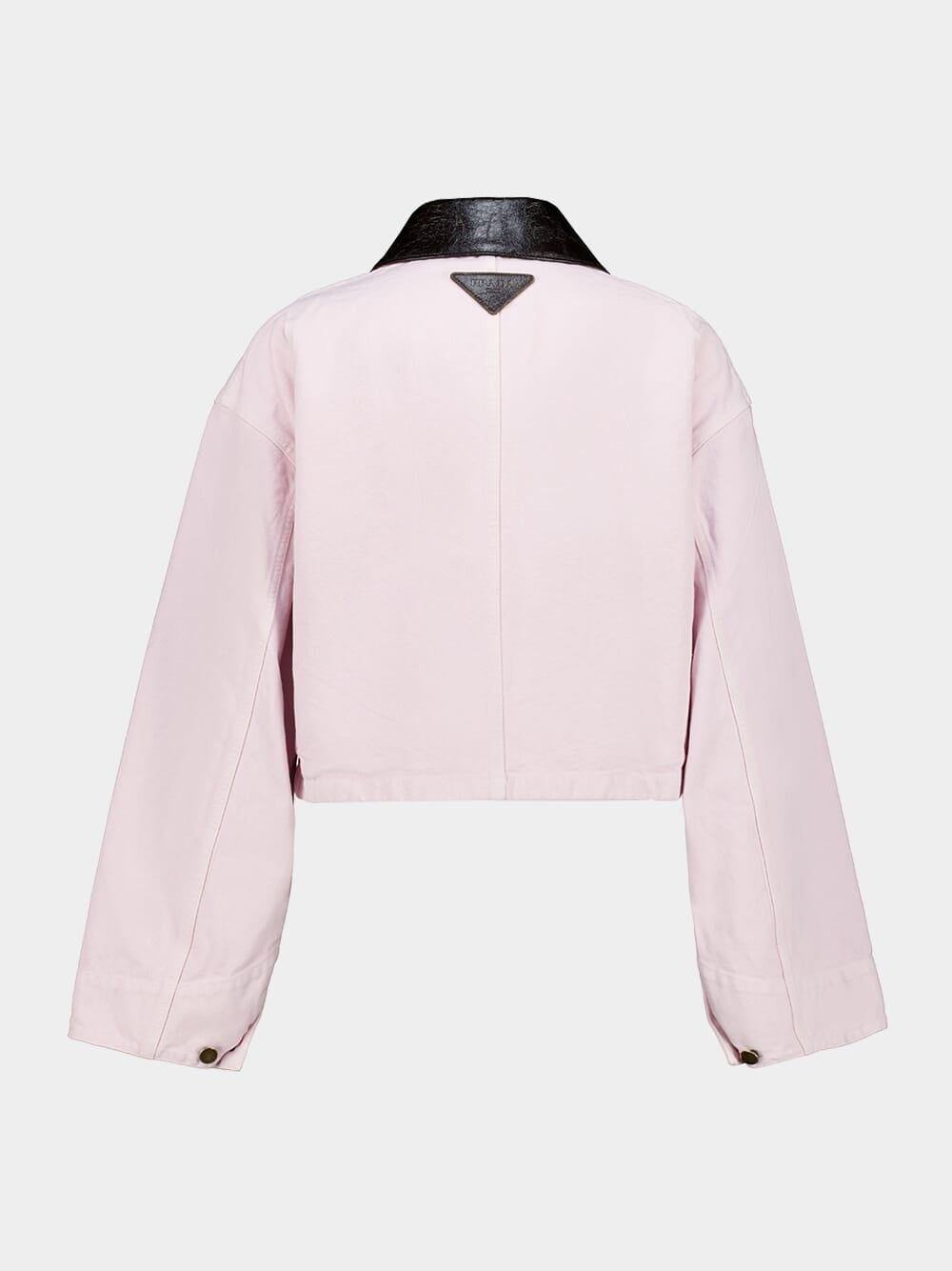 Light Pink Cropped Jacket with Leather Collar