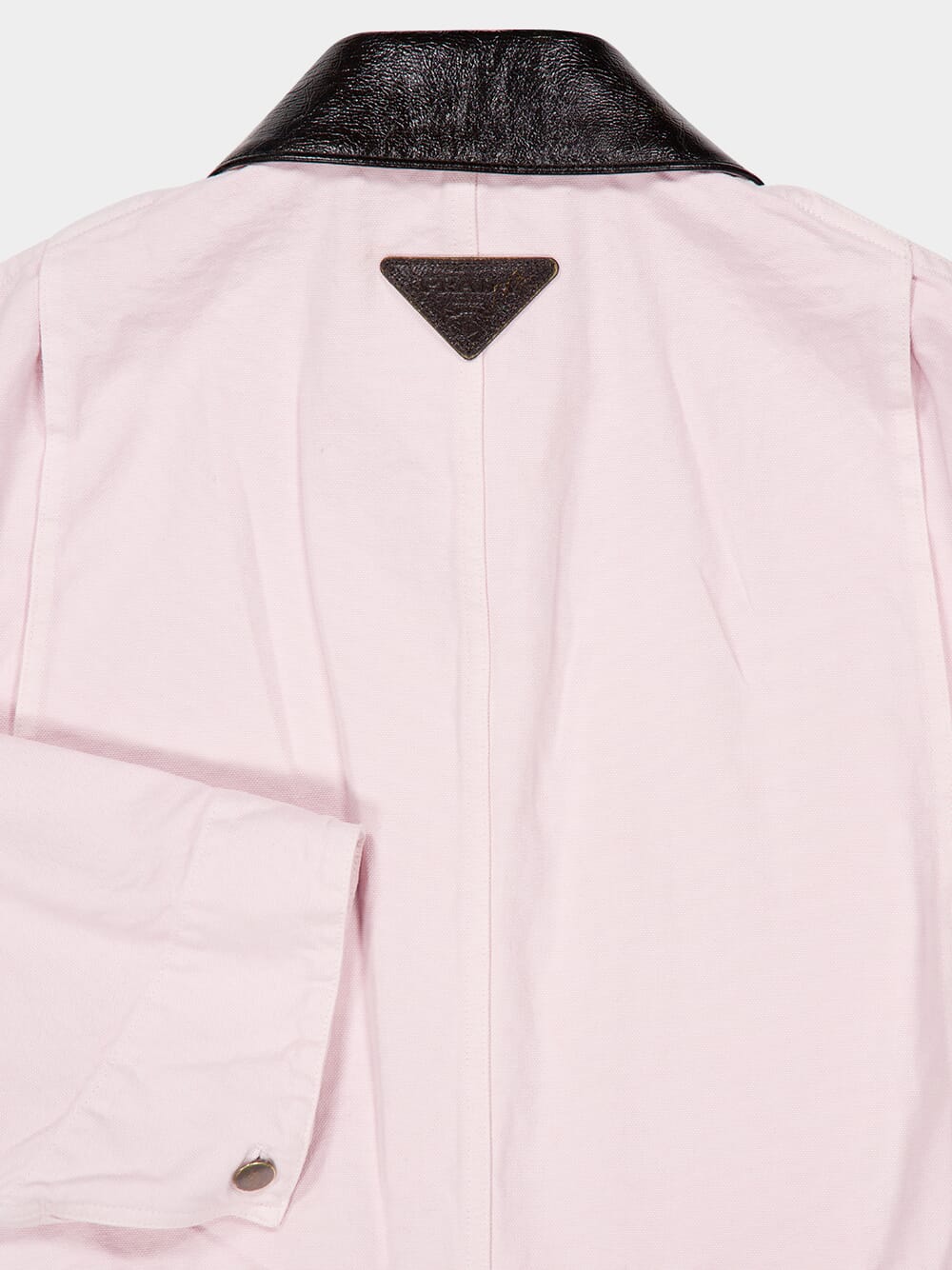 Light Pink Cropped Jacket with Leather Collar