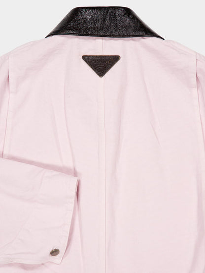 Light Pink Cropped Jacket with Leather Collar