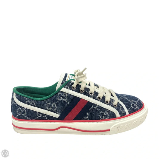 Shoes Luxury Designer By Gucci In Blue Denim, Size: 7
