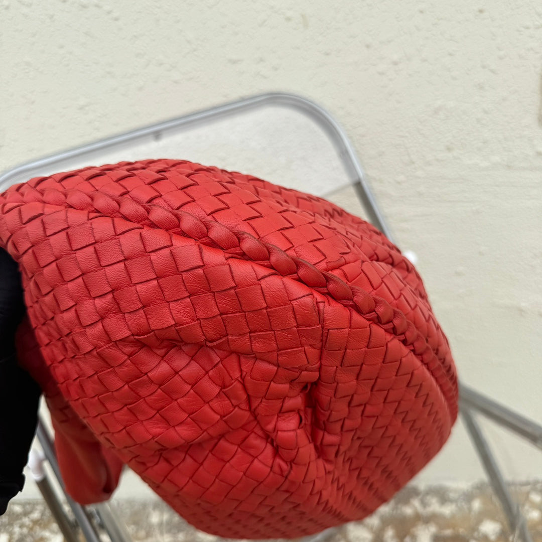 Bottega Veneta Belly Hobo Intrecciato Lambskin Leather Red Large 50cm