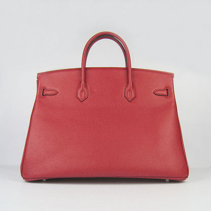 Hermes Birkin 35CM Togo Leather Handbags 6099 red silver