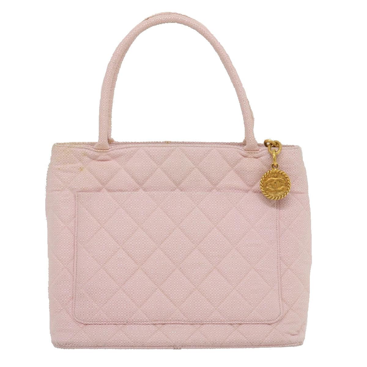 CHANEL COCO Mark Tote Bag cotton Pink CC Auth 29713A