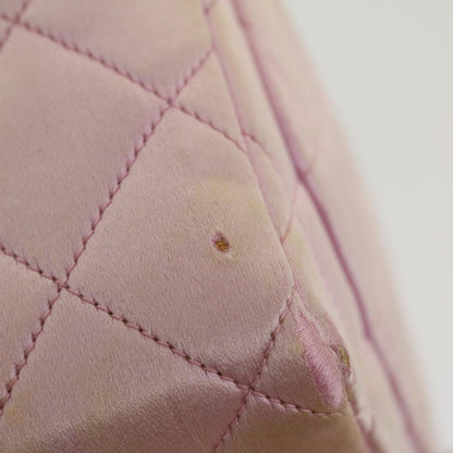 CHANEL Matelasse Hand Bag Silk Satin Pink CC Auth 29999A