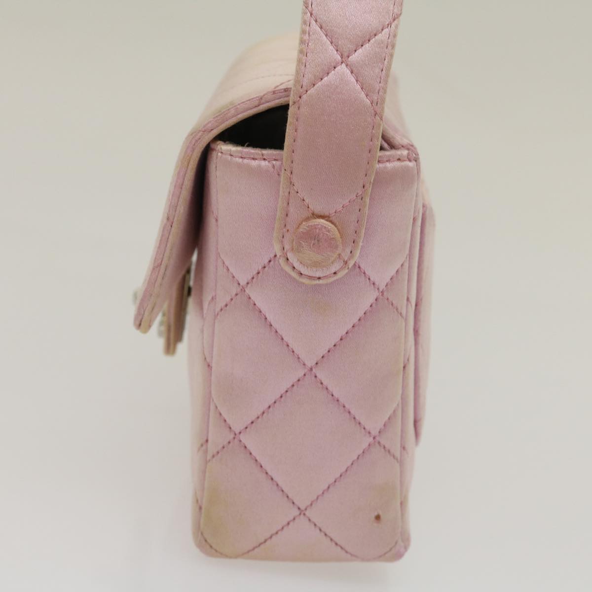CHANEL Matelasse Hand Bag Silk Satin Pink CC Auth 29999A