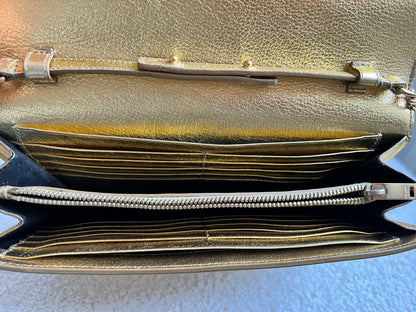 Yves Saint Laurent (YSL) Gold Chain Wallet with Gold Hardware