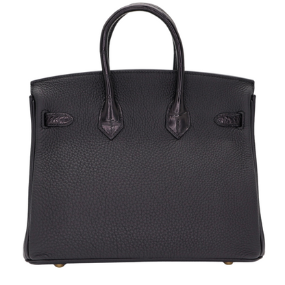 Hermès 25cm Birkin Touch Black Matte Alligator/Togo Leather Gold Hardware