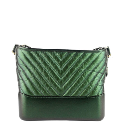 Gabrielle Medium Chevron Metallic Leather Hobo Bag