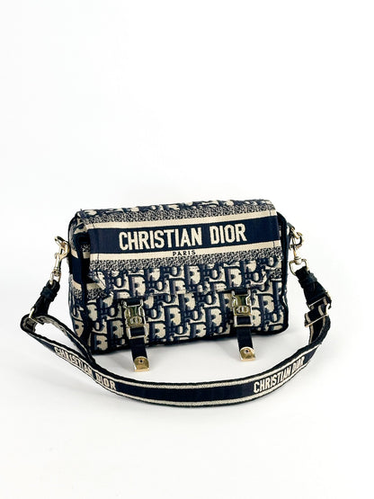 Christian Dior Camp Bag Blue Oblique Small Embroidery