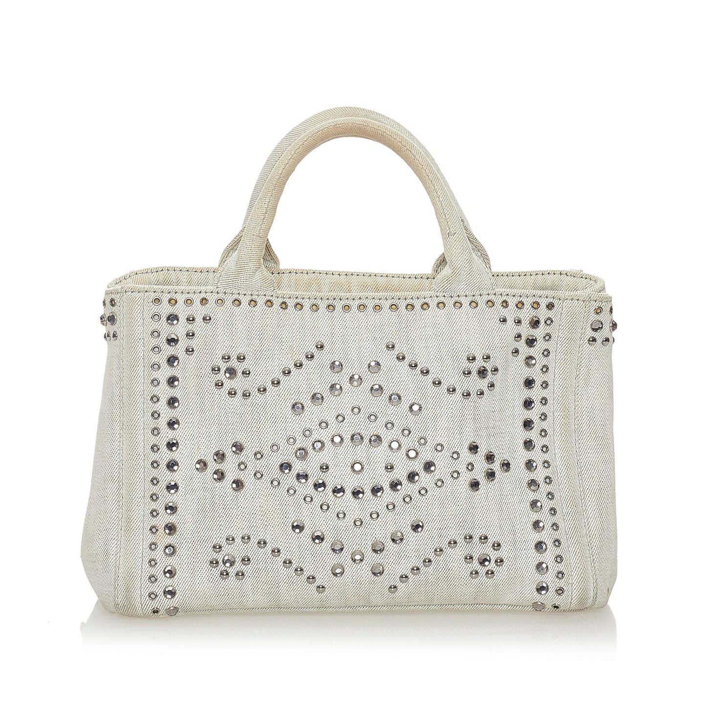 Prada Canapa Studded Canvas Satchel