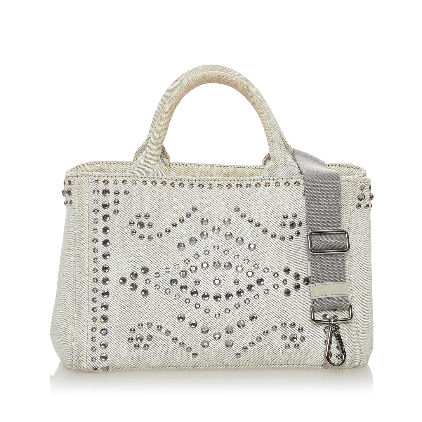 Prada Canapa Studded Canvas Satchel