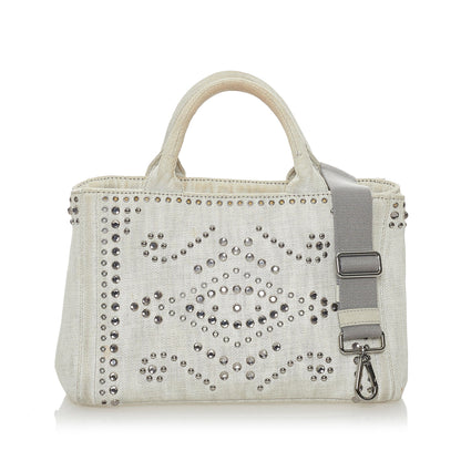 Prada Canapa Studded Canvas Satchel