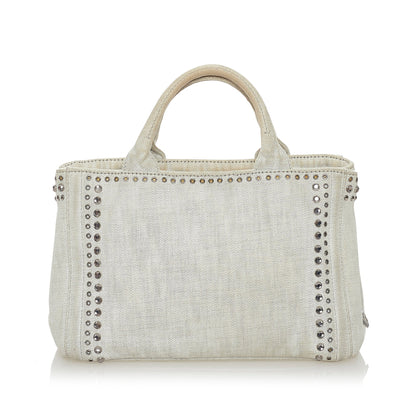 Prada Canapa Studded Canvas Satchel