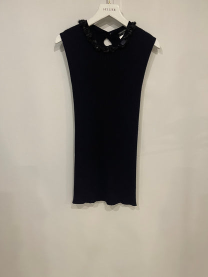 Chanel Purple Cashmere Silk Blend Sleeveless Top with Stone-Embellished Collar Size FR 40 (UK 12)