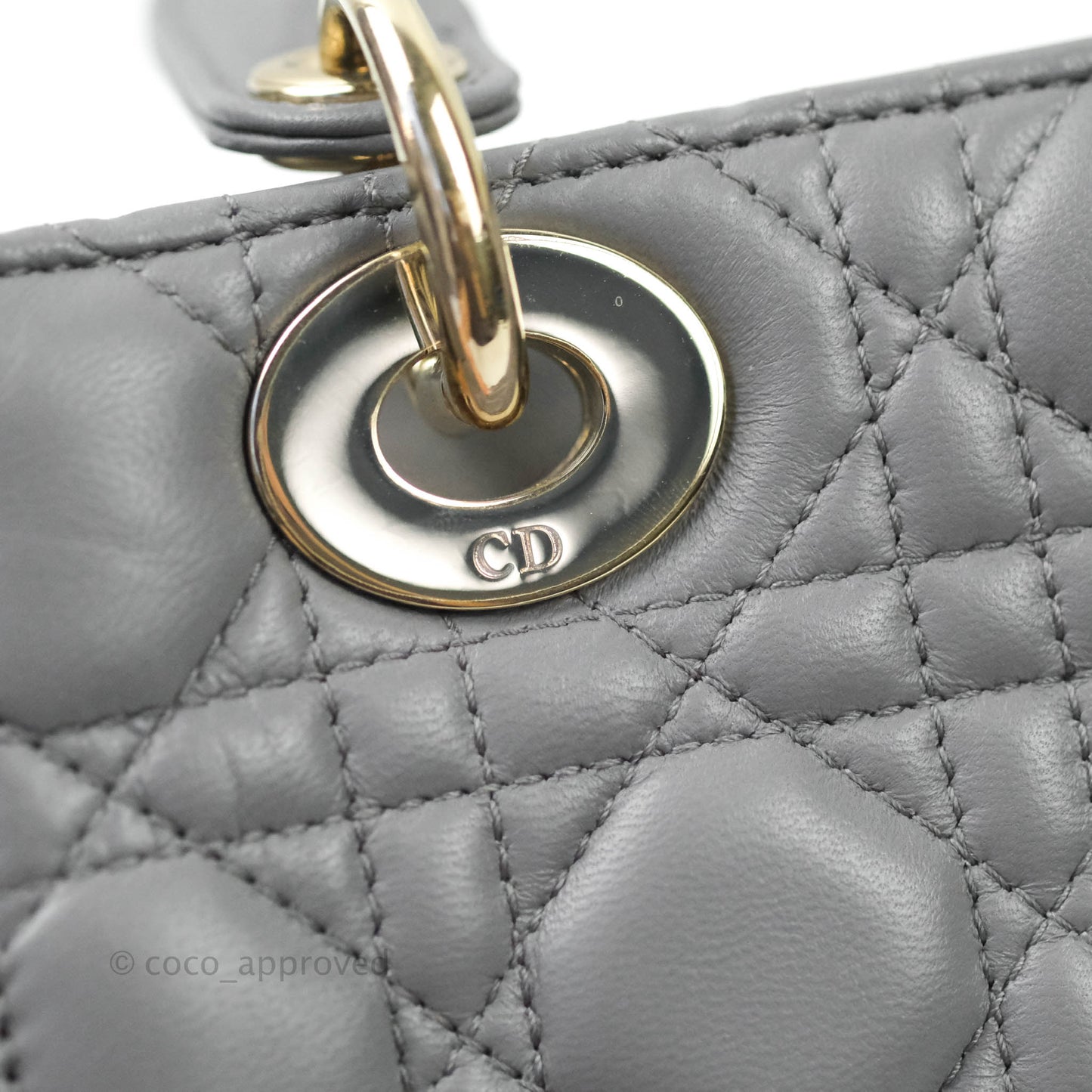 Christian Dior Lambskin My ABCDior Lady Dior Grey Gold Hardware