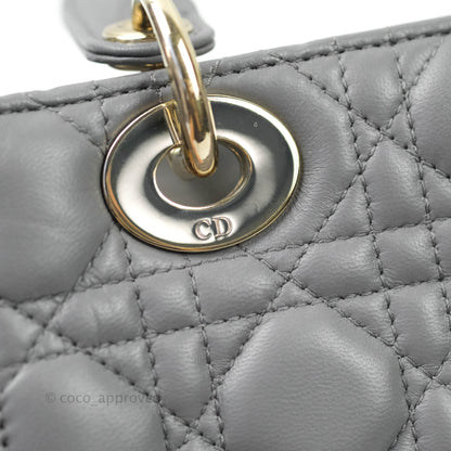 Christian Dior Lambskin My ABCDior Lady Dior Grey Gold Hardware