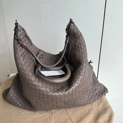 Bottega Veneta Maxi Convertible Tote Bag Hobo Grey Leather Two-way Carry 50cm