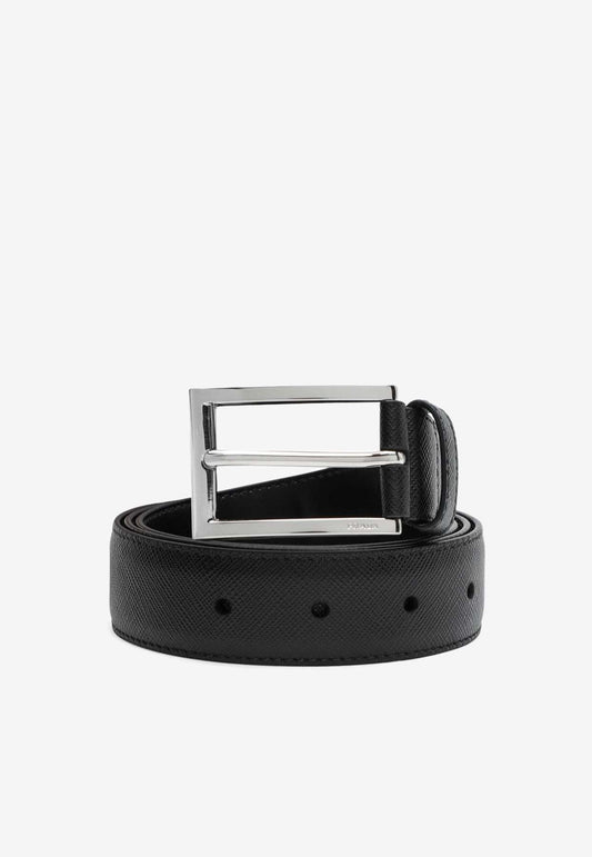 Saffiano Leather Buckle Belt