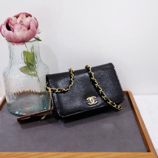 Chanel vintage lizard skin chain bag