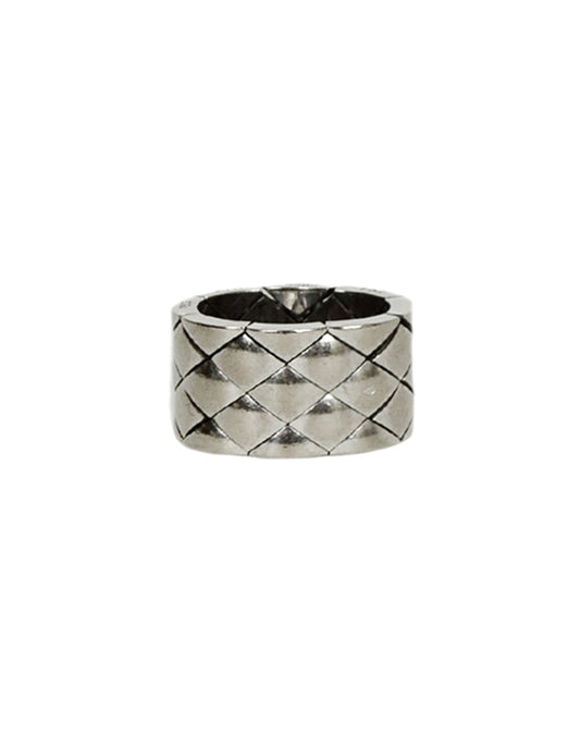 Chanel 18k White Gold Coco Crush Matelasse Thick Band Ring 52/6