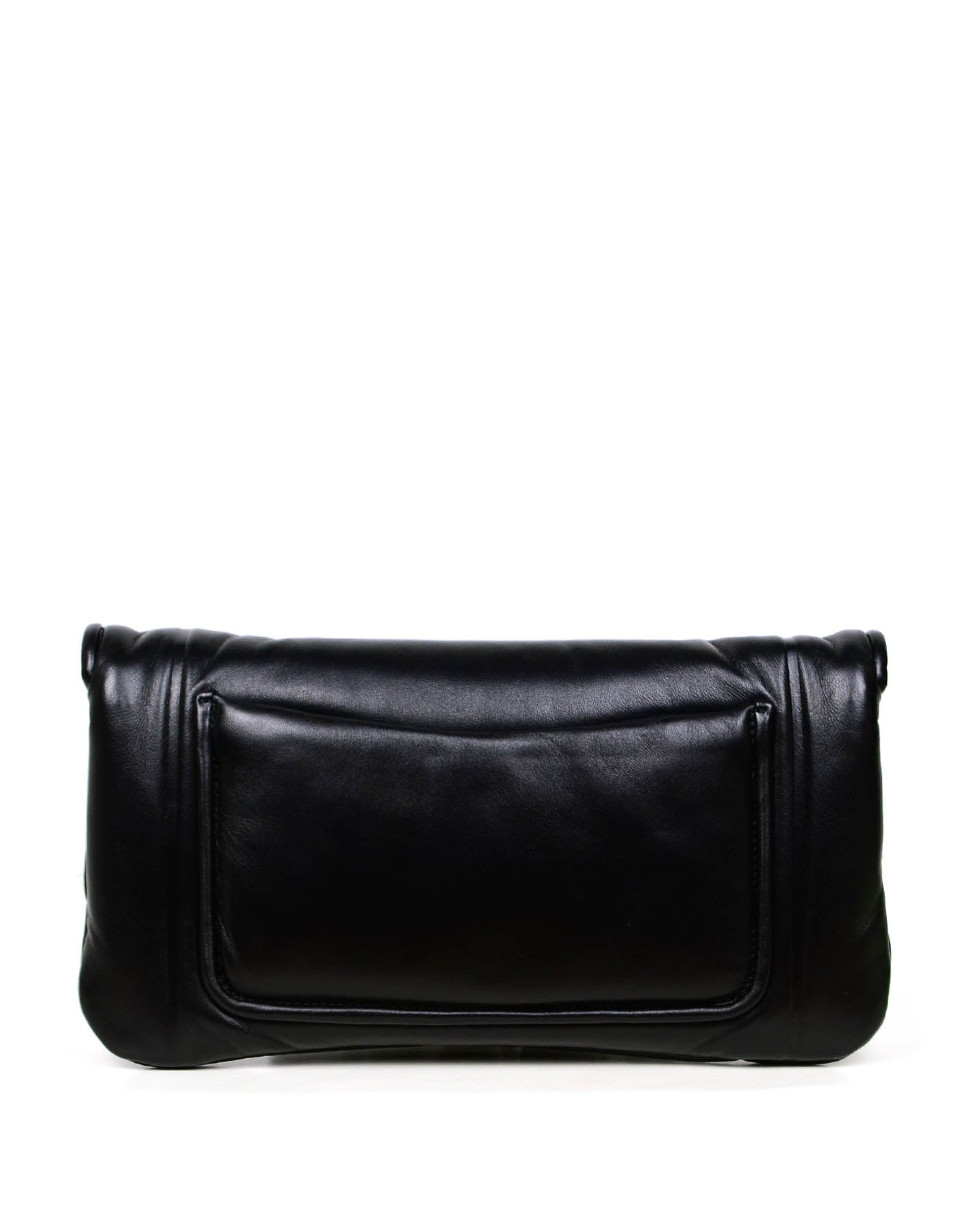 Chanel 2019 NWT Black Shiny Lambskin Vintage Puffy Clutch Bag
