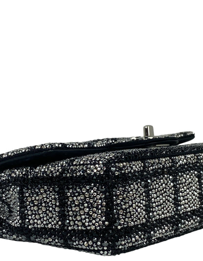 Chanel 2025 Black and Silver Strass Crystal Small Flap Bag