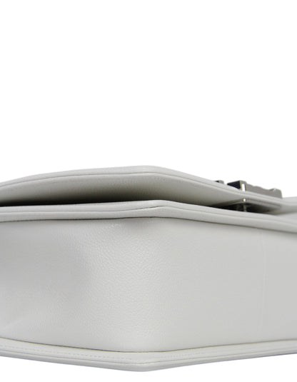 Chanel 25C NEW White Caviar Medium Boy Bag