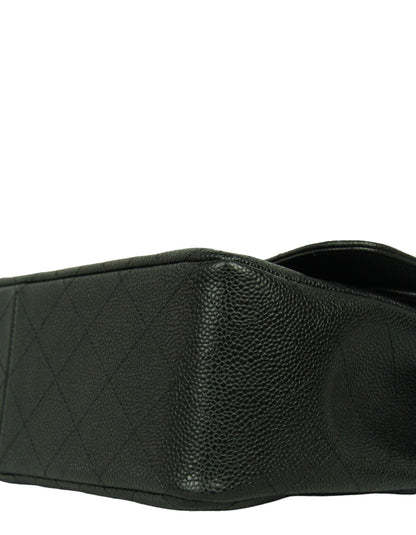 Chanel Black Caviar Leather Double Flap Jumbo Bag
