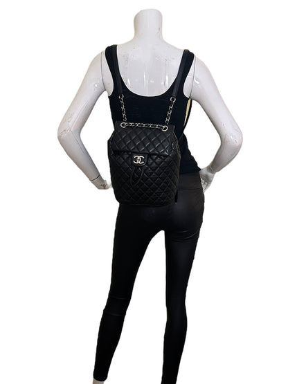 Chanel Black Lambskin Quilted Small Urban Spirit Backpack Bag