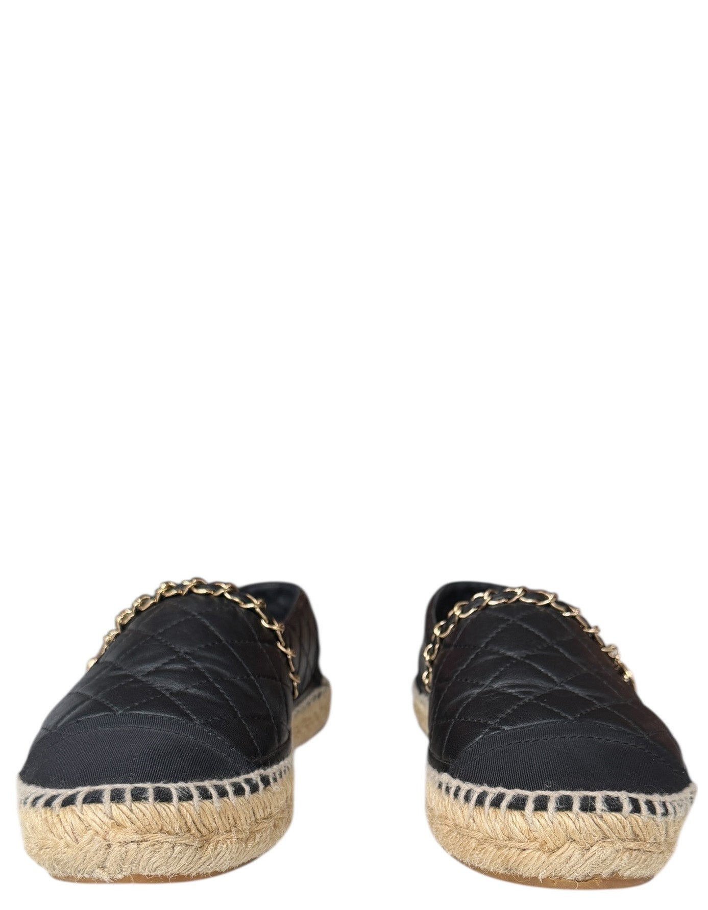 Chanel Black Quilted CC Chain Espadrilles sz 39