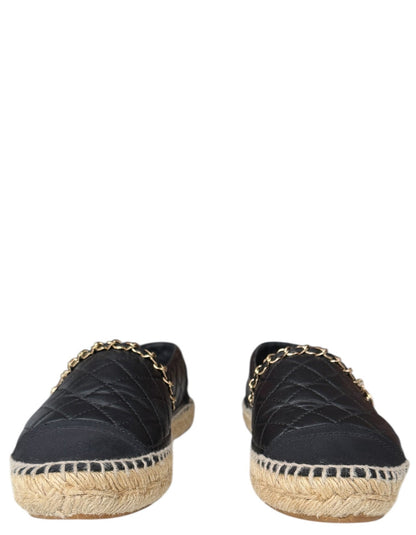 Chanel Black Quilted CC Chain Espadrilles sz 39