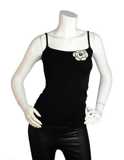 Chanel White/Black Patent Leather CC Camellia Brooch