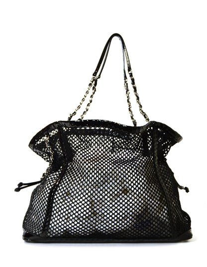 Chanel Black Mesh & Patent La Madrague 2 in 1 Tote/ Quilted Flap Bag