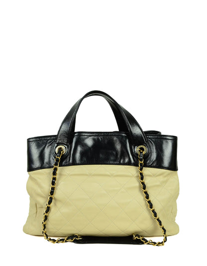 Chanel Black/Beige Quilted Leather In-the-Mix Tote Bag