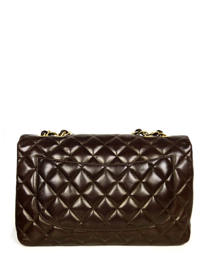Chanel Brown Lambskin Quilted Single Flap Jumbo Classic Bag