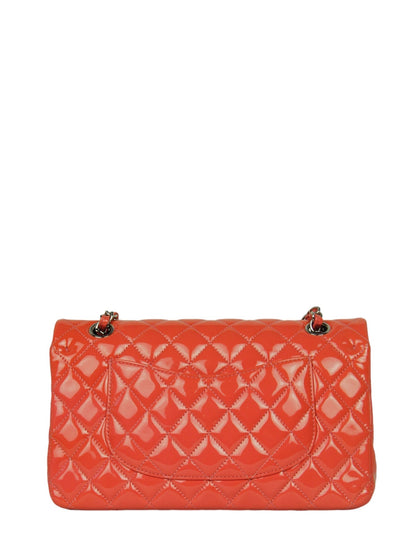 Chanel Coral Patent Leather Medium Double Flap