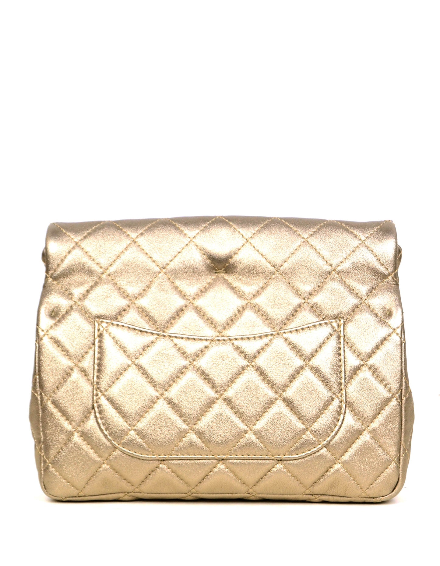 Chanel Khaki Metallic Calfskin 2.55 Reissue Roll Clutch Bag