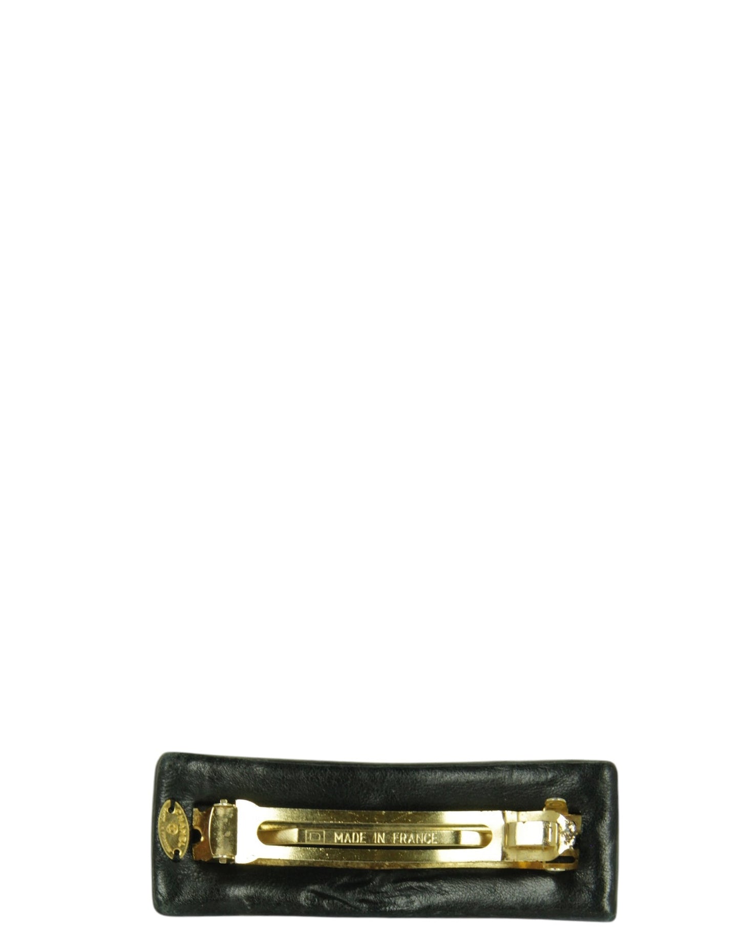 Chanel Vintage Black Lambskin CC Hair Barrette
