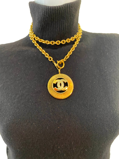 Chanel '90S Vintage Goldtone CC Pendant Necklace