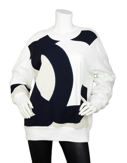 Chanel 2018 Black and White CC Colorblock Crewneck Sweater sz FR 50